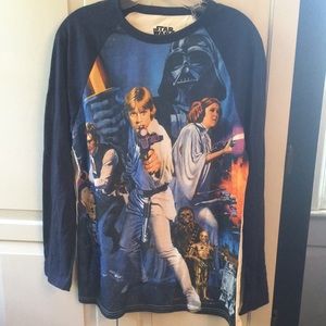 Star Wars Long Sleeve Tee Navy Blue Raglan